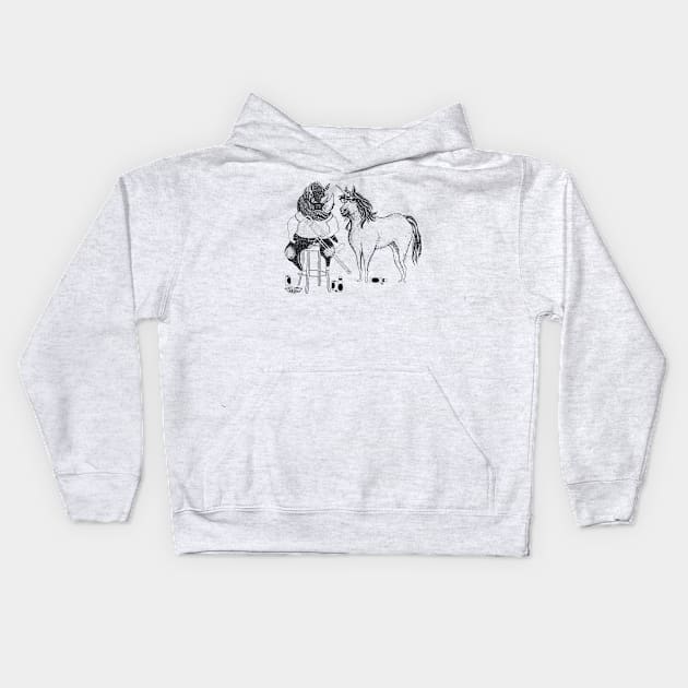 Horny Rhinoceros and Unicorn Kids Hoodie by BullShirtCo